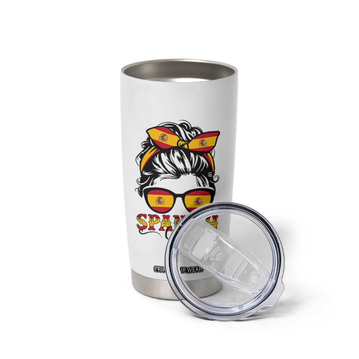 Espana Spain Messy Bun Girl Spanish Flag Tumbler Cup TS14 Print Your Wear