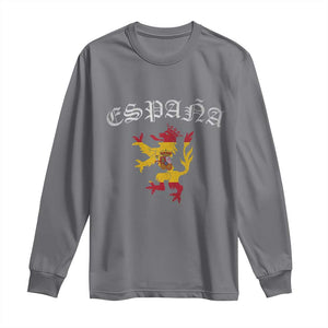 Espana Spain Lion Spanish Flag Spaniard Pride Long Sleeve Shirt TS14 Charcoal Print Your Wear