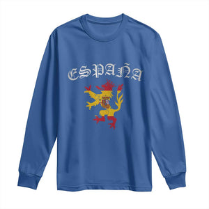 Espana Spain Lion Spanish Flag Spaniard Pride Long Sleeve Shirt TS14 Royal Blue Print Your Wear