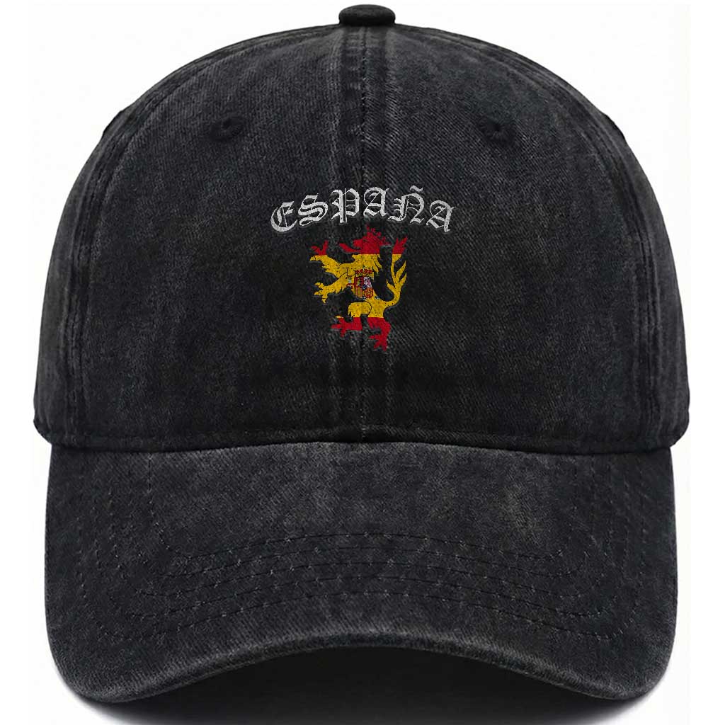 Espana Spain Lion Spanish Flag Spaniard Pride Washed Cotton Baseball Cap TS14 Print Your Wear