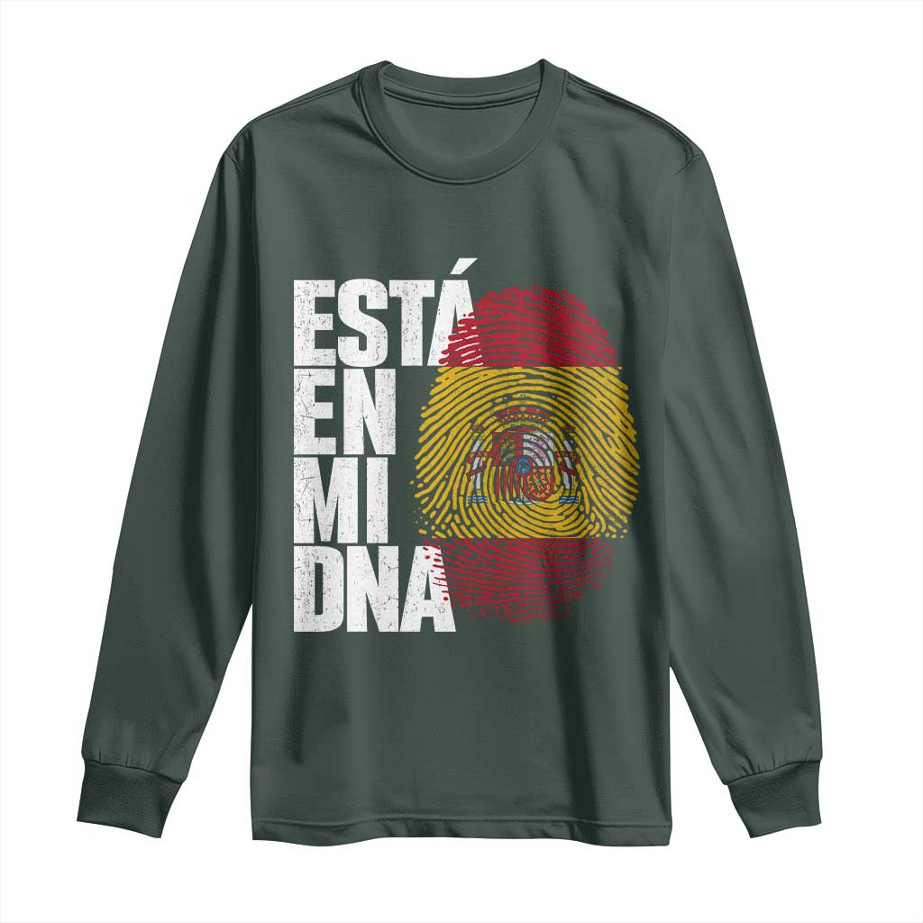 It's in My DNA Espana Spain Spanish Flag Pride Long Sleeve Shirt TS14 Dark Forest Green Print Your Wear