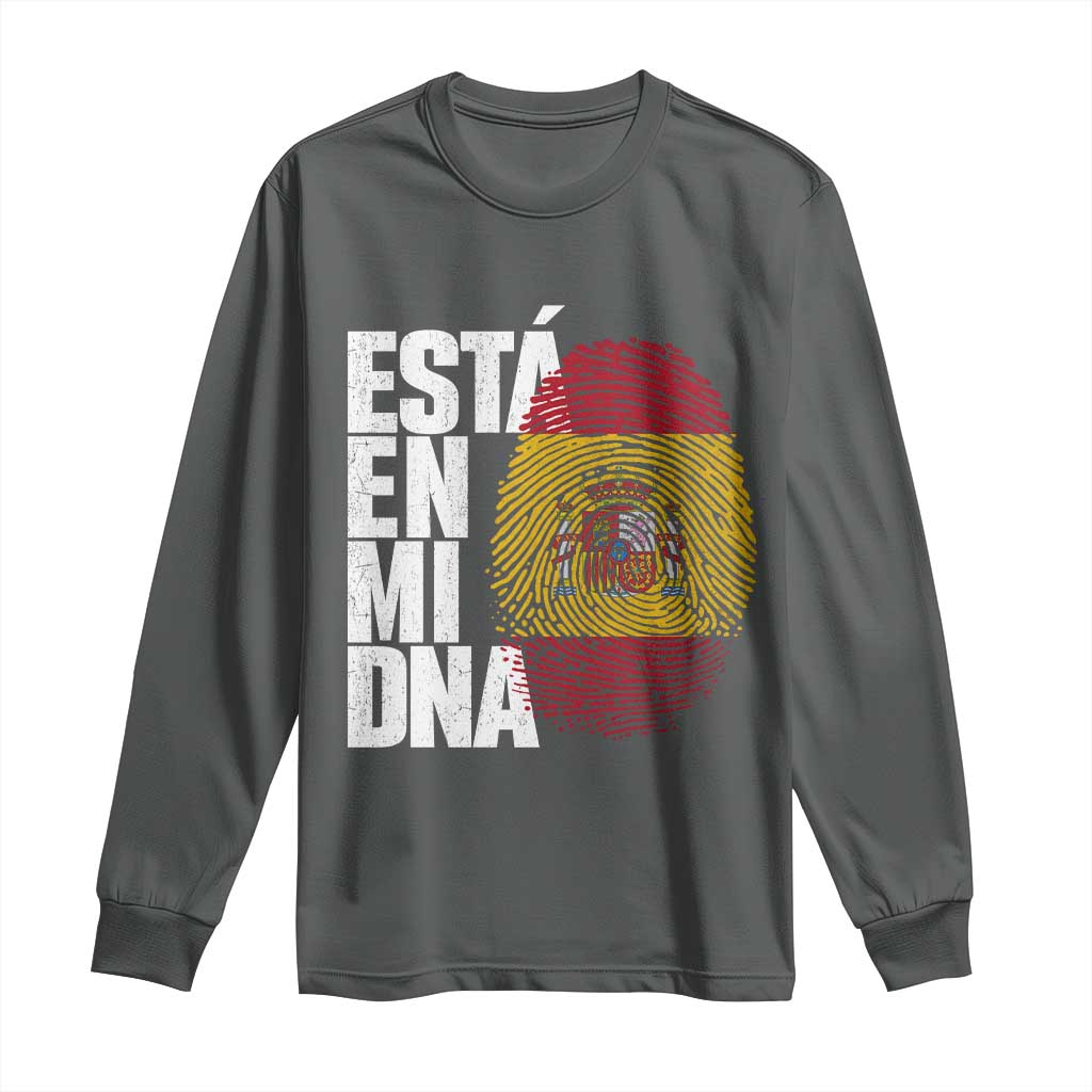 It's in My DNA Espana Spain Spanish Flag Pride Long Sleeve Shirt TS14 Dark Heather Print Your Wear