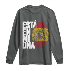 It's in My DNA Espana Spain Spanish Flag Pride Long Sleeve Shirt TS14 Dark Heather Print Your Wear
