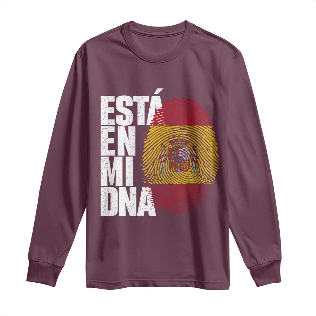 It's in My DNA Espana Spain Spanish Flag Pride Long Sleeve Shirt TS14 Maroon Print Your Wear