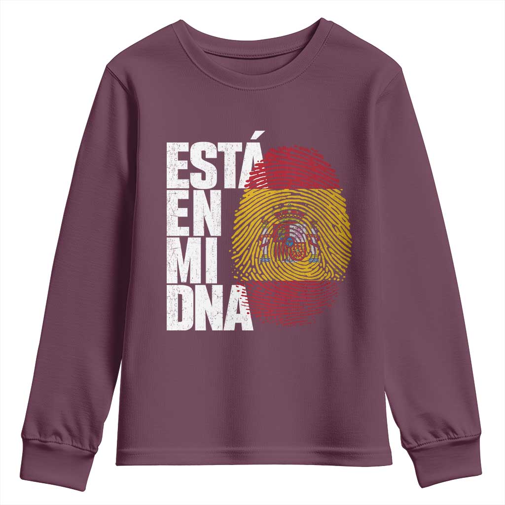 It's in My DNA Espana Spain Spanish Flag Pride Youth Sweatshirt TS14 Maroon Print Your Wear