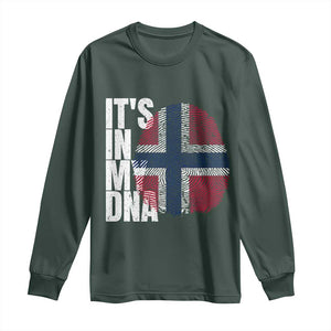 It's in My DNA Norway Norwegian Flag Pride Long Sleeve Shirt TS14 Dark Forest Green Print Your Wear