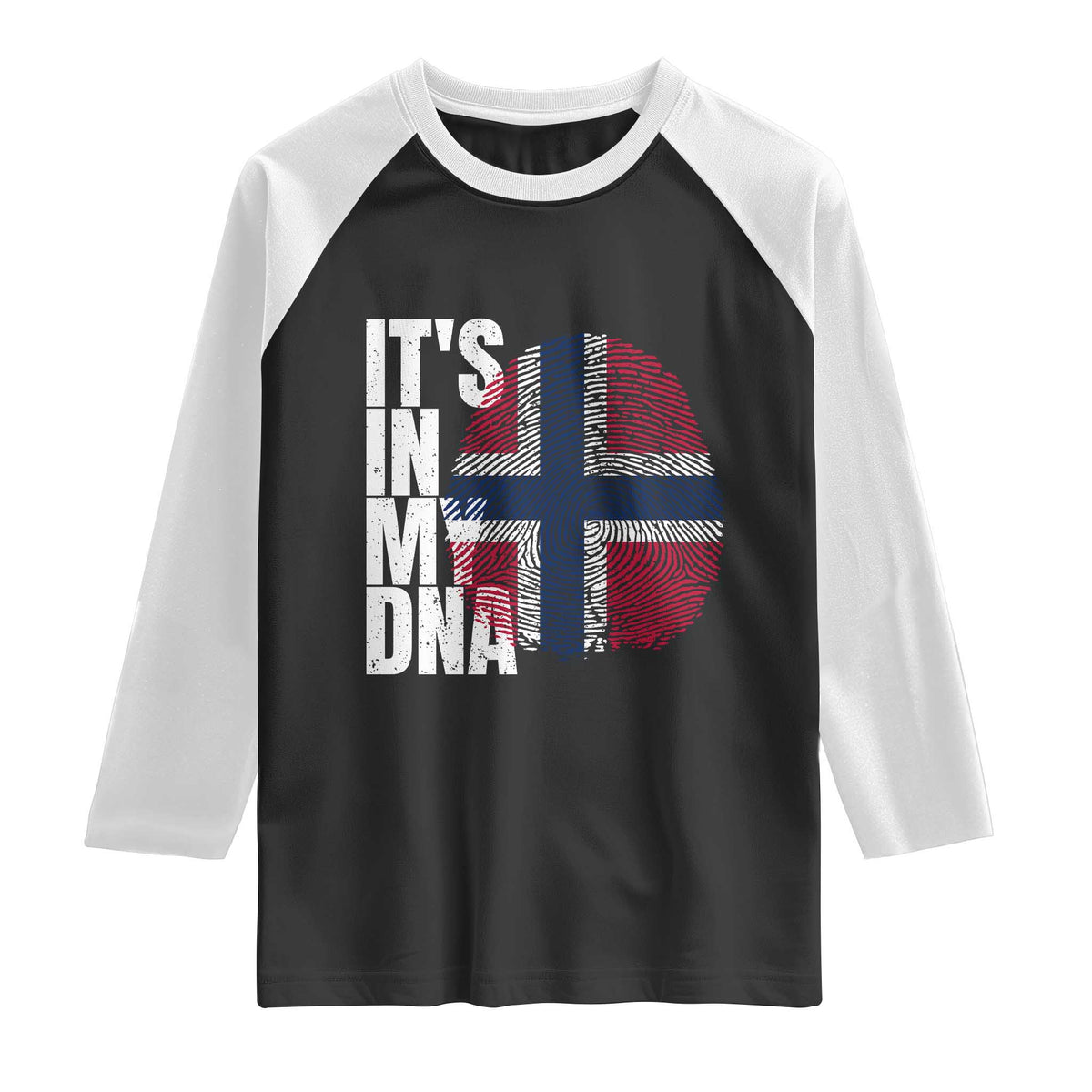 It's in My DNA Norway Norwegian Flag Pride Raglan Shirt TS14 Black White Print Your Wear
