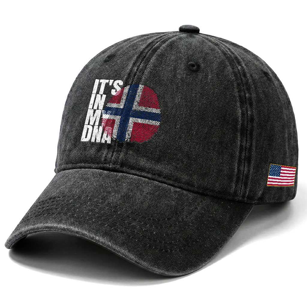 It's in My DNA Norway Norwegian Flag Pride Washed Cotton Baseball Cap TS14 Print Your Wear
