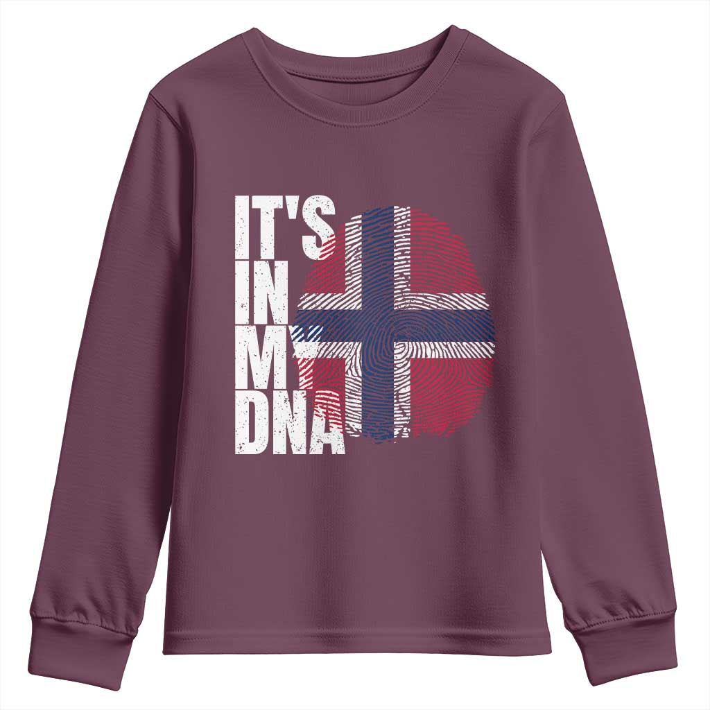 It's in My DNA Norway Norwegian Flag Pride Youth Sweatshirt TS14 Maroon Print Your Wear