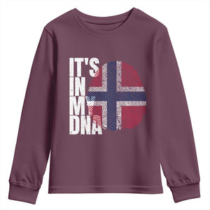 It's in My DNA Norway Norwegian Flag Pride Youth Sweatshirt TS14 Maroon Print Your Wear