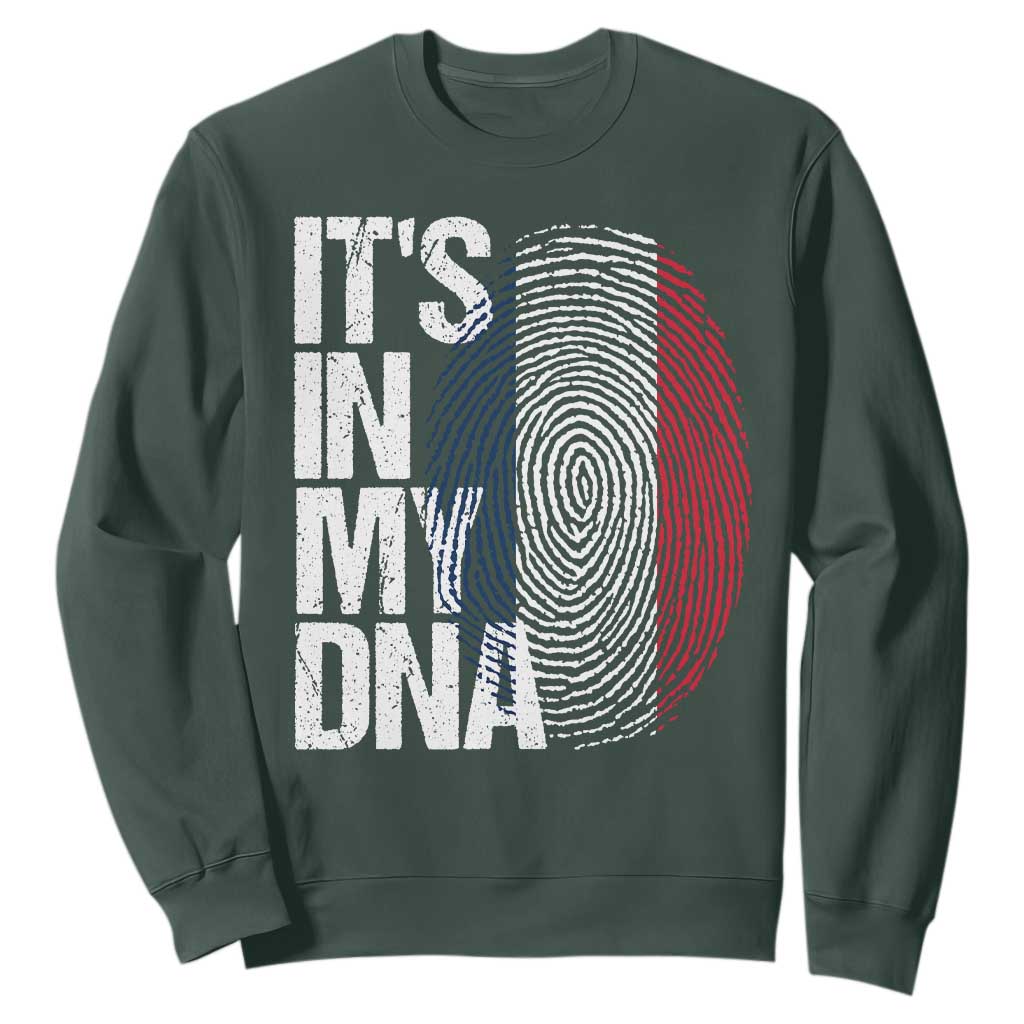 It's in My DNA France French Flag Sweatshirt TS14 Dark Forest Green Print Your Wear