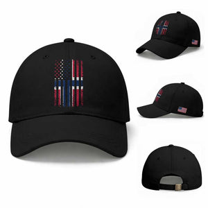 Norwegian Roots Half American Flag USA Norway Pride Baseball Cap TS14 Baseball Cap Universal Fit Black Print Your Wear