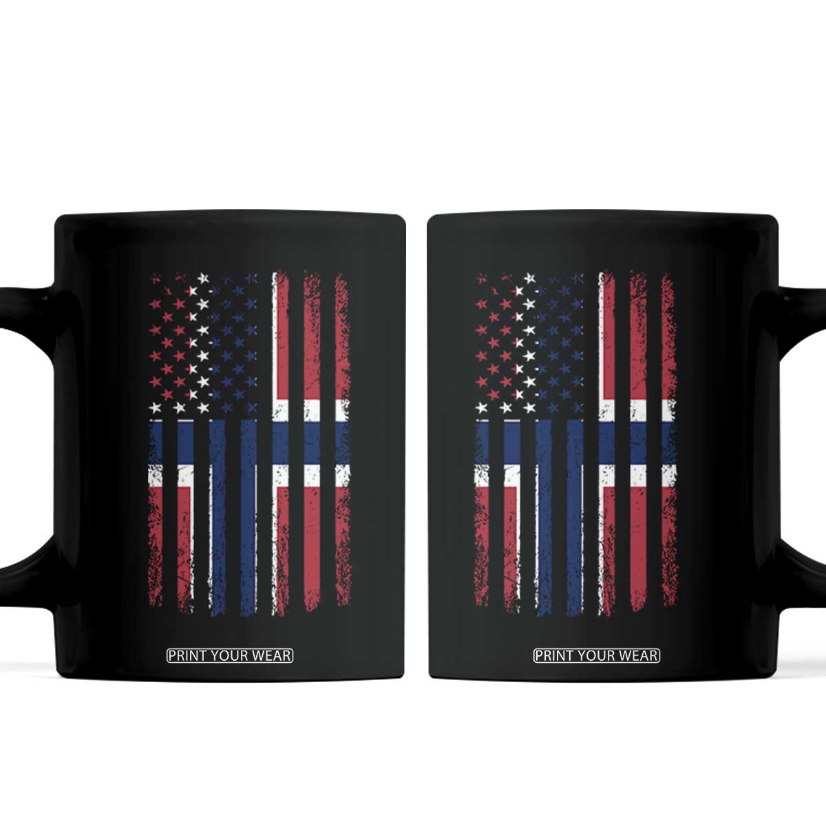 Norwegian Roots Half American Flag USA Norway Pride Coffee Mug TS14 Black Print Your Wear