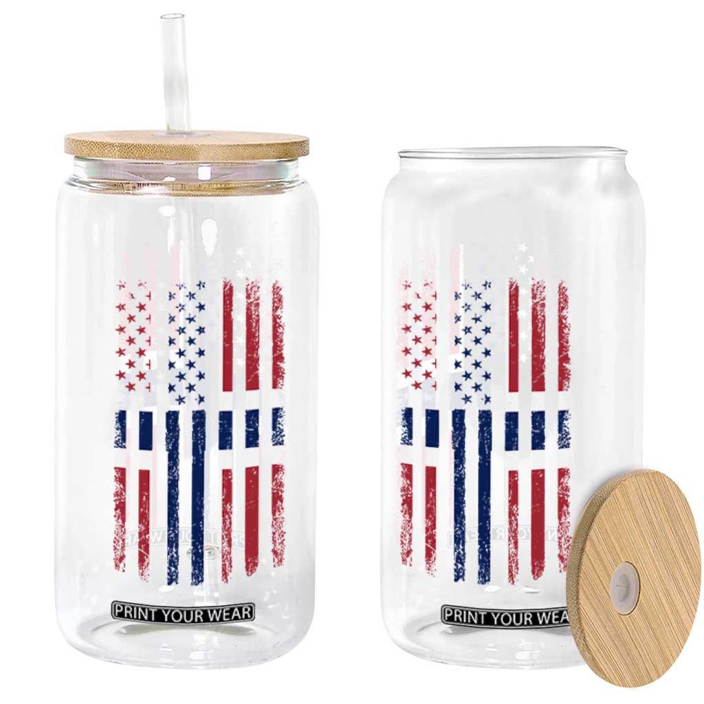 Norwegian Roots Half American Flag USA Norway Pride Glass Can TS14 Print Your Wear