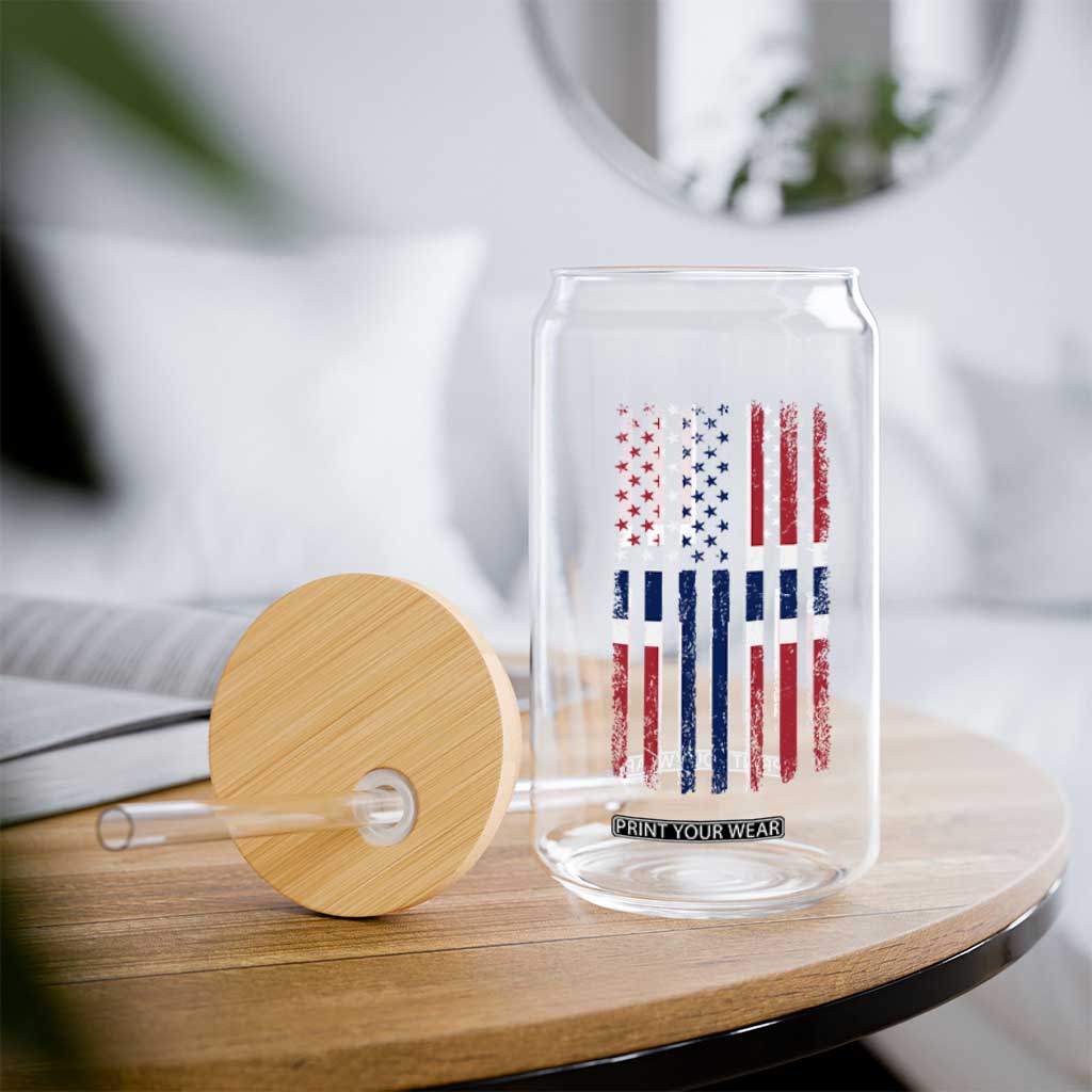 Norwegian Roots Half American Flag USA Norway Pride Glass Can TS14 Print Your Wear