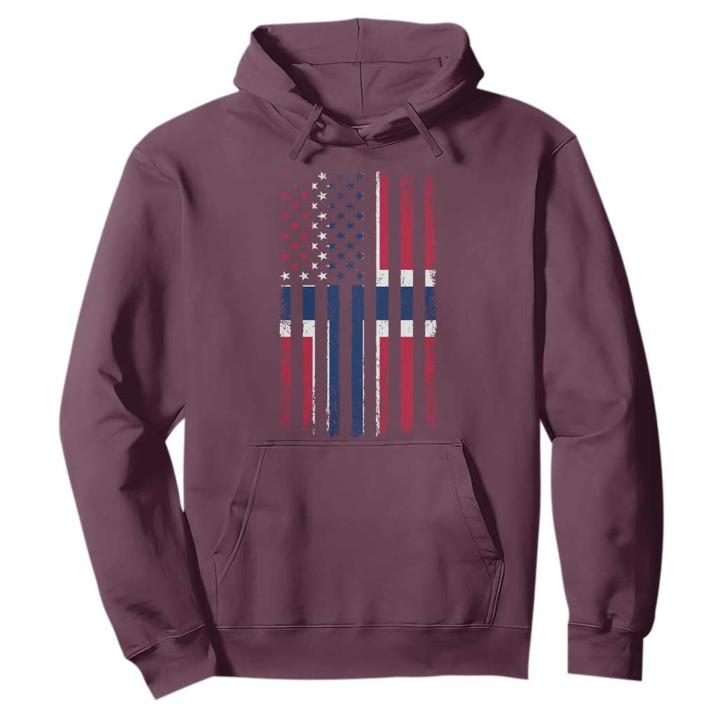 Norwegian Roots Half American Flag USA Norway Pride Hoodie TS14 Maroon Print Your Wear
