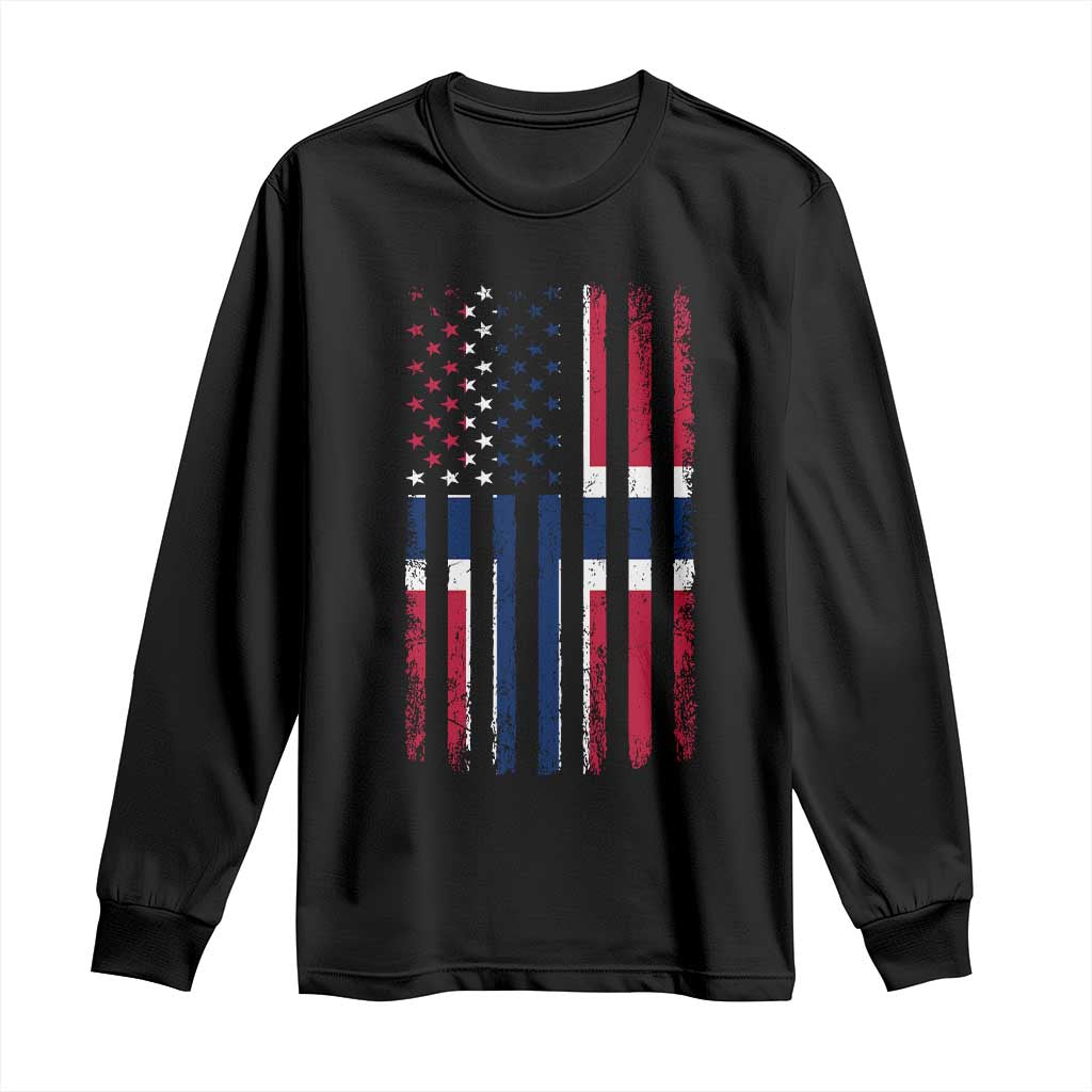 Norwegian Roots Half American Flag USA Norway Pride Long Sleeve Shirt TS14 Black Print Your Wear