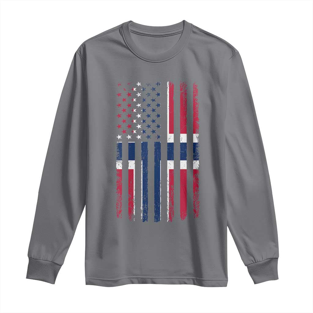 Norwegian Roots Half American Flag USA Norway Pride Long Sleeve Shirt TS14 Charcoal Print Your Wear