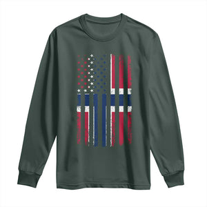 Norwegian Roots Half American Flag USA Norway Pride Long Sleeve Shirt TS14 Dark Forest Green Print Your Wear
