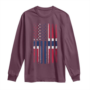 Norwegian Roots Half American Flag USA Norway Pride Long Sleeve Shirt TS14 Maroon Print Your Wear
