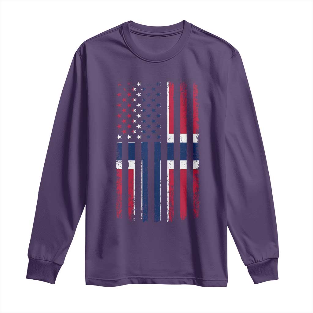 Norwegian Roots Half American Flag USA Norway Pride Long Sleeve Shirt TS14 Purple Print Your Wear