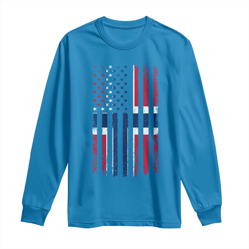 Norwegian Roots Half American Flag USA Norway Pride Long Sleeve Shirt TS14 Sapphire Print Your Wear