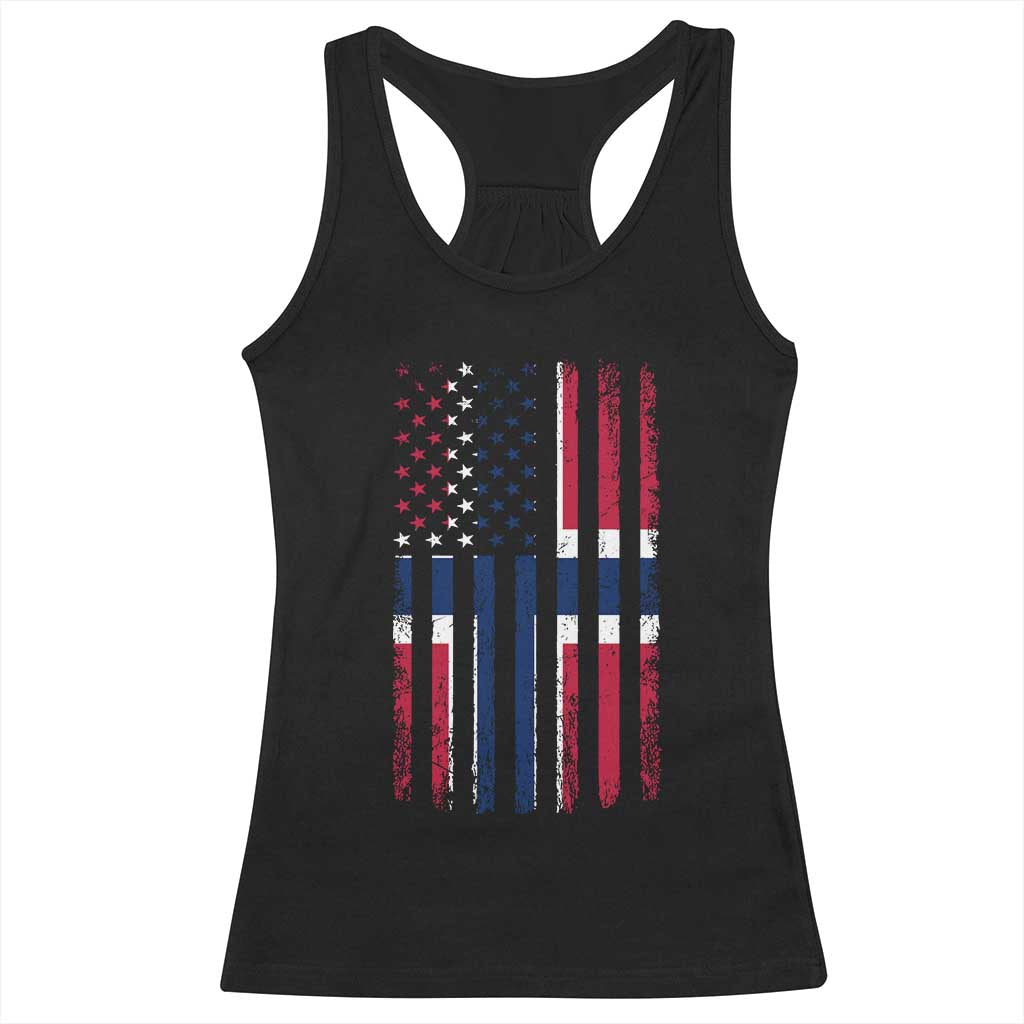 Norwegian Roots Half American Flag USA Norway Pride Racerback Tank Top TS14 Black Print Your Wear