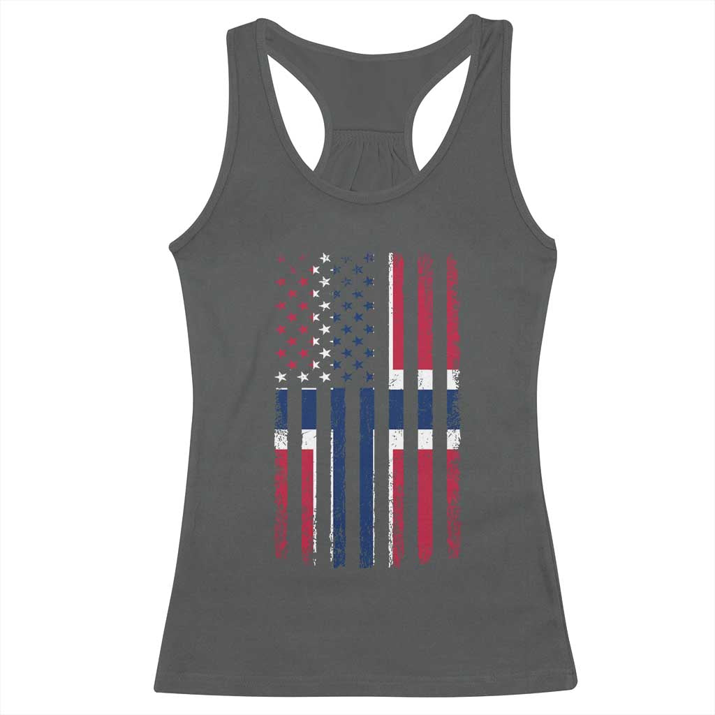 Norwegian Roots Half American Flag USA Norway Pride Racerback Tank Top TS14 Dark Heather Print Your Wear