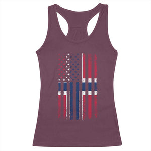 Norwegian Roots Half American Flag USA Norway Pride Racerback Tank Top TS14 Maroon Print Your Wear