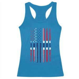 Norwegian Roots Half American Flag USA Norway Pride Racerback Tank Top TS14 Sapphire Print Your Wear