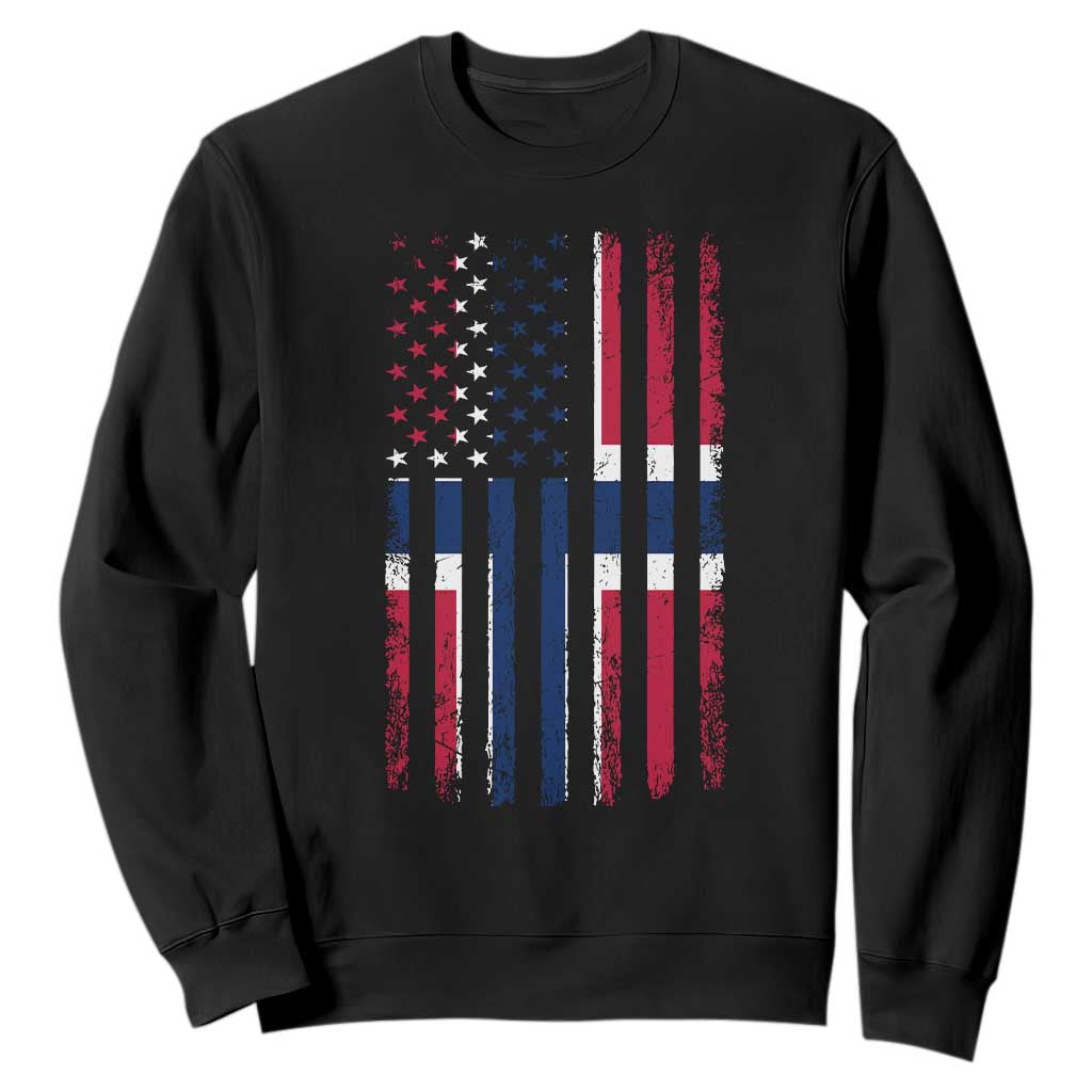 Norwegian Roots Half American Flag USA Norway Pride Sweatshirt TS14 Black Print Your Wear
