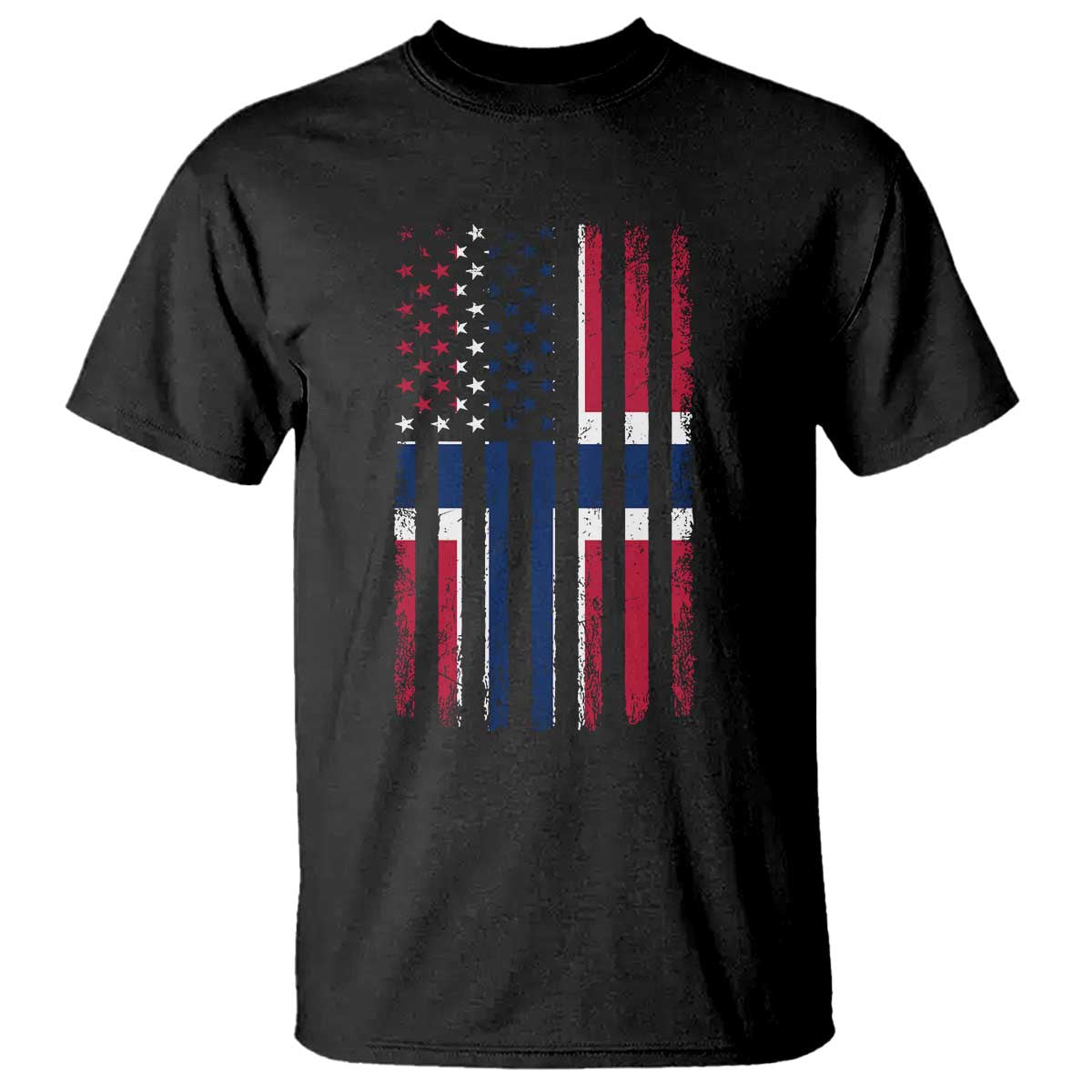 Norwegian Roots Half American Flag USA Norway Pride T Shirt TS14 Black Print Your Wear