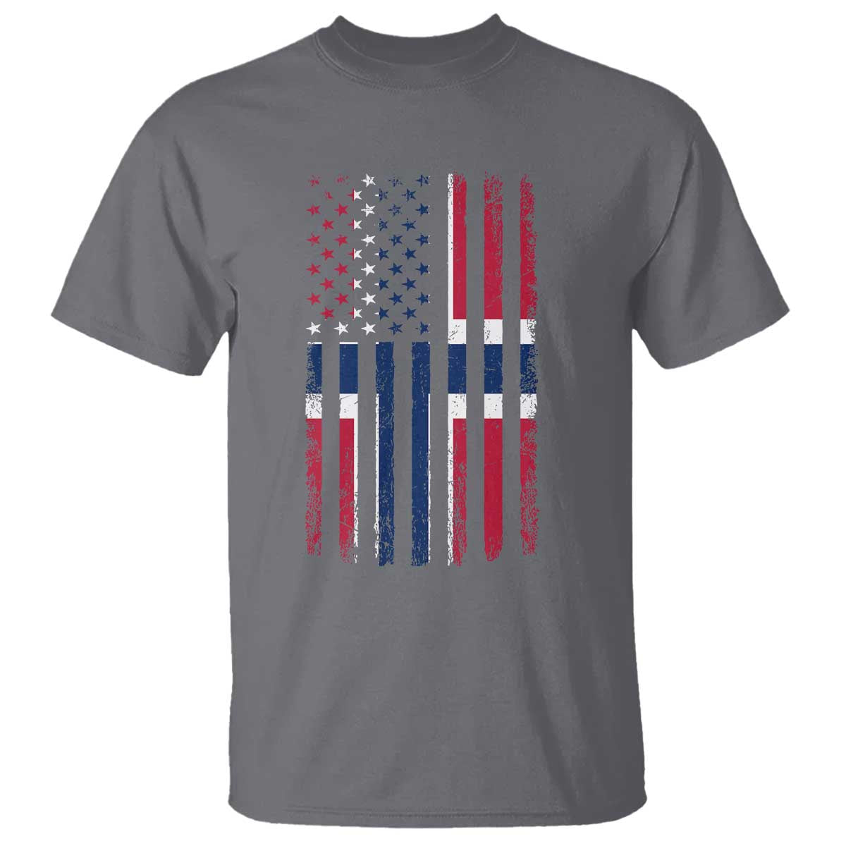 Norwegian Roots Half American Flag USA Norway Pride T Shirt TS14 Charcoal Print Your Wear