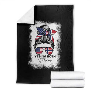 Yes I'm Both of Them Half Norwegian American Throw Blanket TS14 Black Print Your Wear