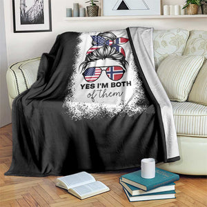 Yes I'm Both of Them Half Norwegian American Throw Blanket TS14 Print Your Wear