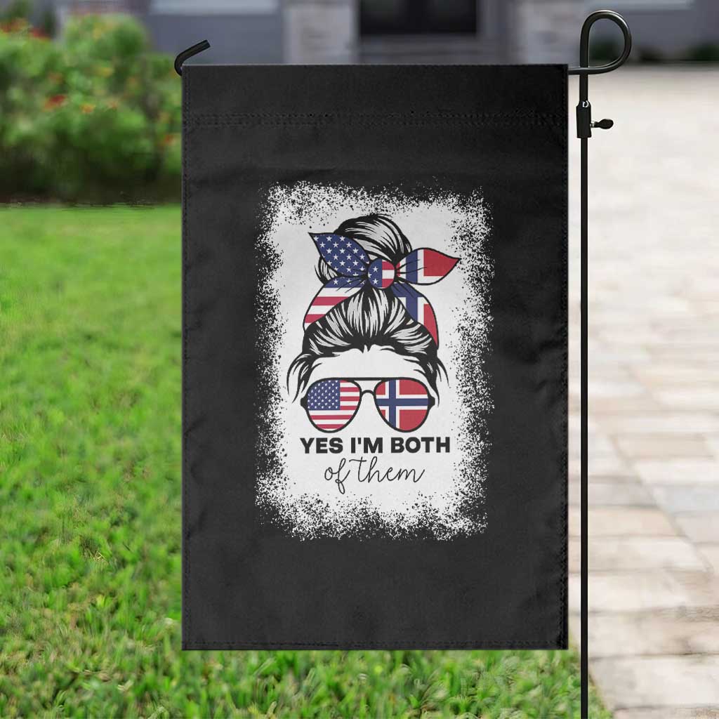 Yes I'm Both of Them Half Norwegian American Garden Flag TS14 Print Your Wear