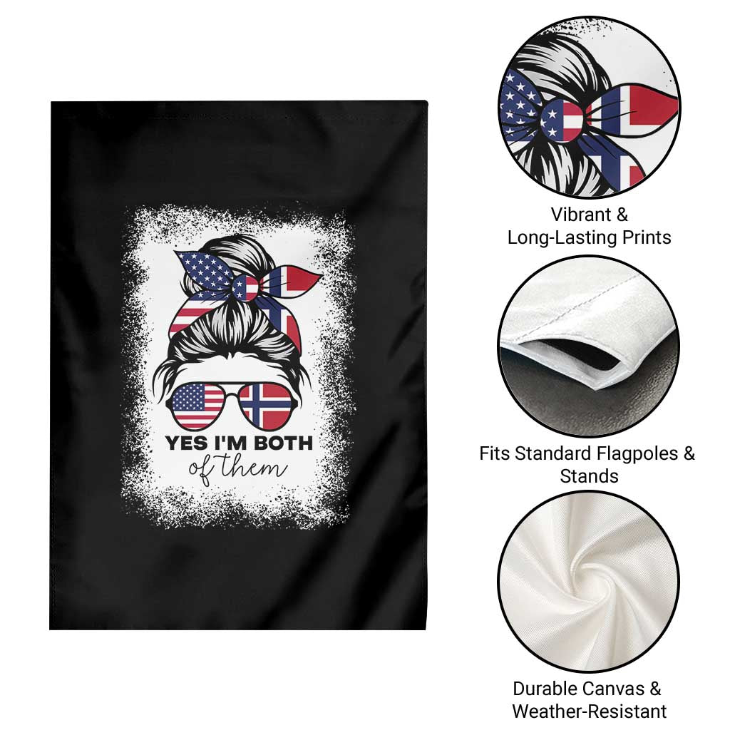 Yes I'm Both of Them Half Norwegian American Garden Flag TS14 Print Your Wear