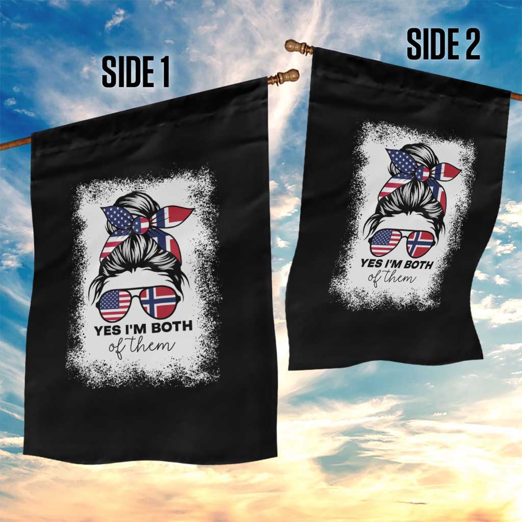 Yes I'm Both of Them Half Norwegian American Garden Flag TS14 Print Your Wear