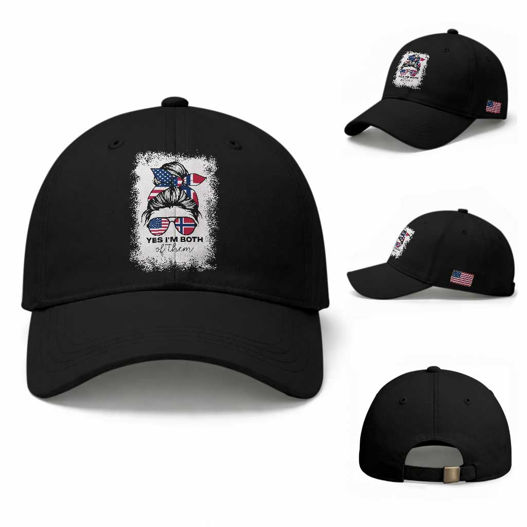 Yes I'm Both of Them Half Norwegian American Baseball Cap TS14 Baseball Cap Universal Fit Black Print Your Wear