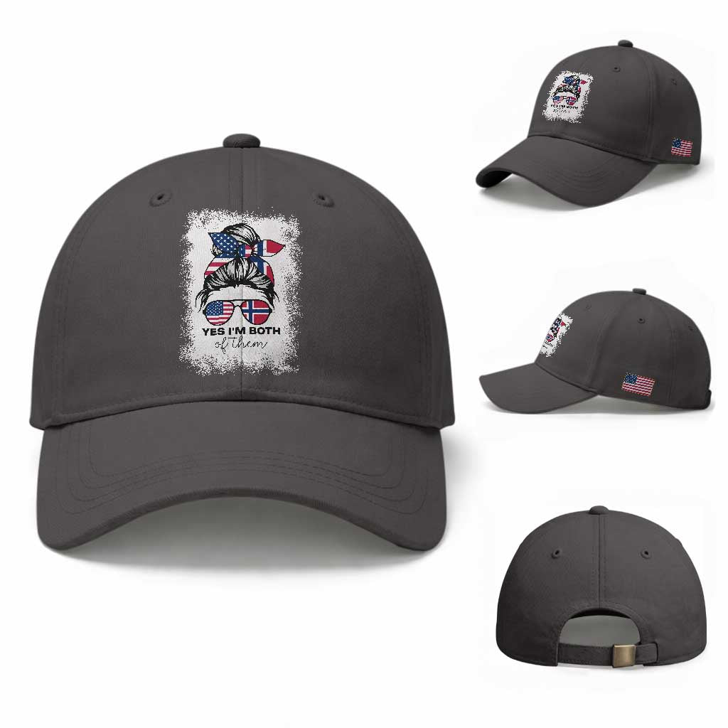 Yes I'm Both of Them Half Norwegian American Baseball Cap TS14 Baseball Cap Universal Fit Dark Gray Print Your Wear