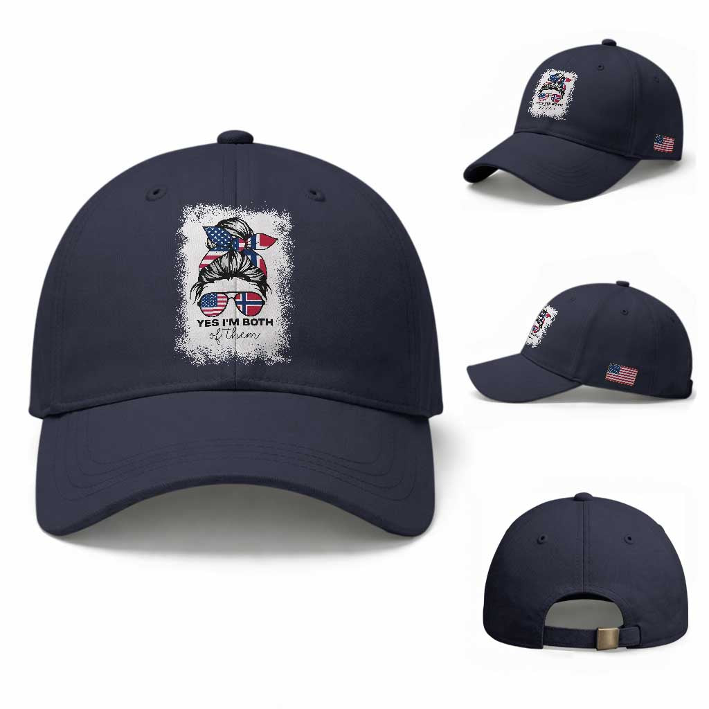 Yes I'm Both of Them Half Norwegian American Baseball Cap TS14 Baseball Cap Universal Fit Navy Print Your Wear