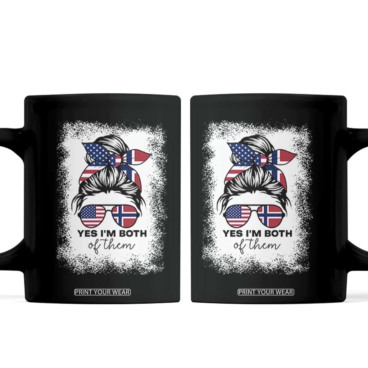 Yes I'm Both of Them Half Norwegian American Coffee Mug TS14 Black Print Your Wear