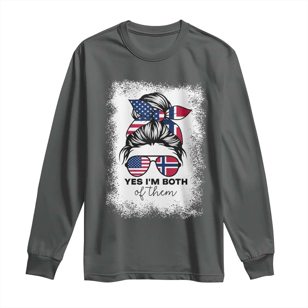 Yes I'm Both of Them Half Norwegian American Long Sleeve Shirt TS14 Dark Heather Print Your Wear