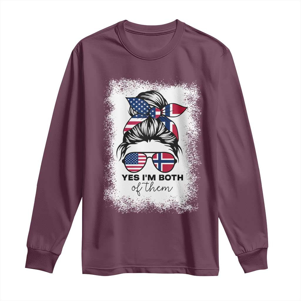 Yes I'm Both of Them Half Norwegian American Long Sleeve Shirt TS14 Maroon Print Your Wear