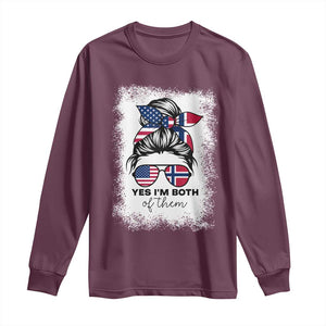 Yes I'm Both of Them Half Norwegian American Long Sleeve Shirt TS14 Maroon Print Your Wear