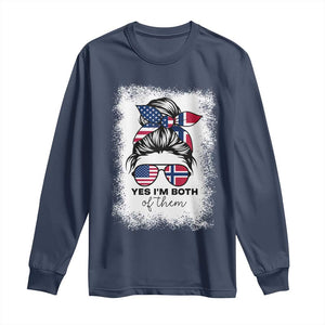 Yes I'm Both of Them Half Norwegian American Long Sleeve Shirt TS14 Navy Print Your Wear
