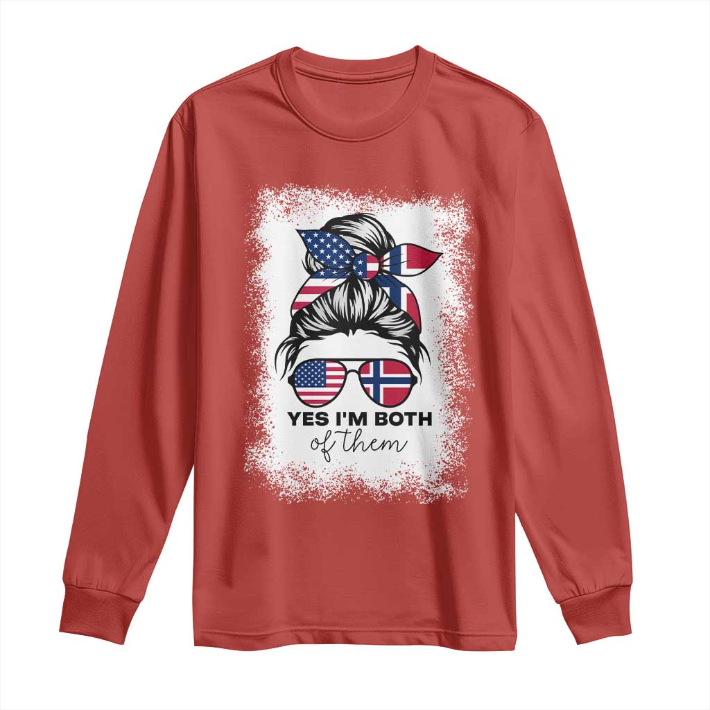 Yes I'm Both of Them Half Norwegian American Long Sleeve Shirt TS14 Red Print Your Wear