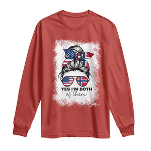 Yes I'm Both of Them Half Norwegian American Long Sleeve Shirt TS14 Red Print Your Wear