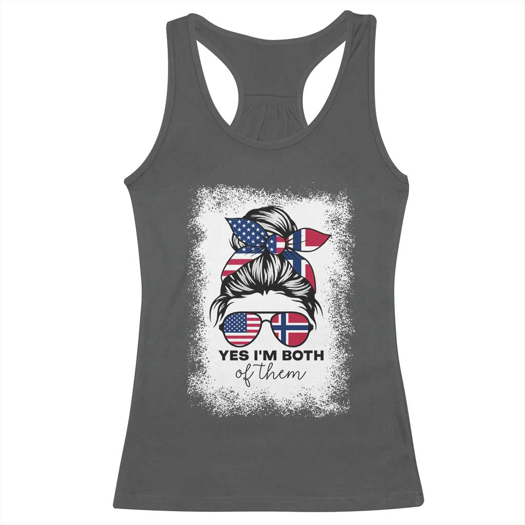 Yes I'm Both of Them Half Norwegian American Racerback Tank Top TS14 Dark Heather Print Your Wear