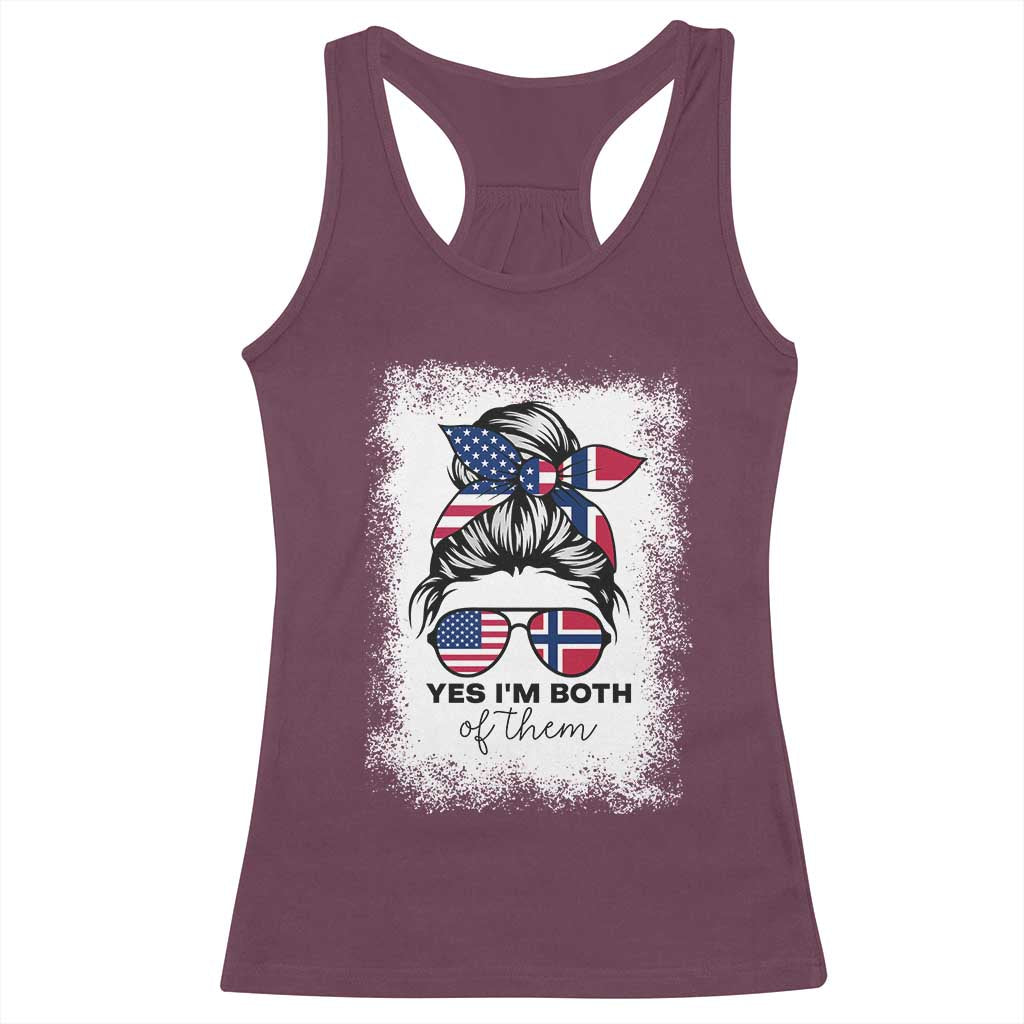 Yes I'm Both of Them Half Norwegian American Racerback Tank Top TS14 Maroon Print Your Wear